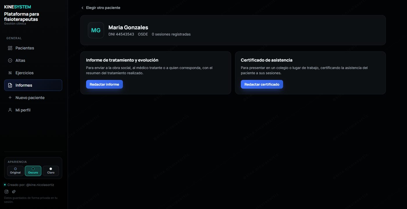 Informes y certificados de KineSystem